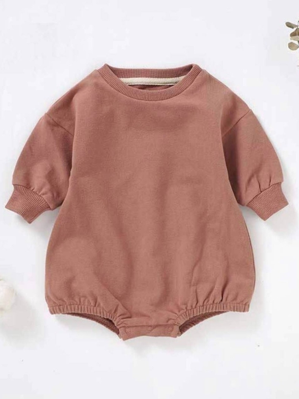 Classic Mauve Ribbed Collar Kids One-Piece Bodysuit